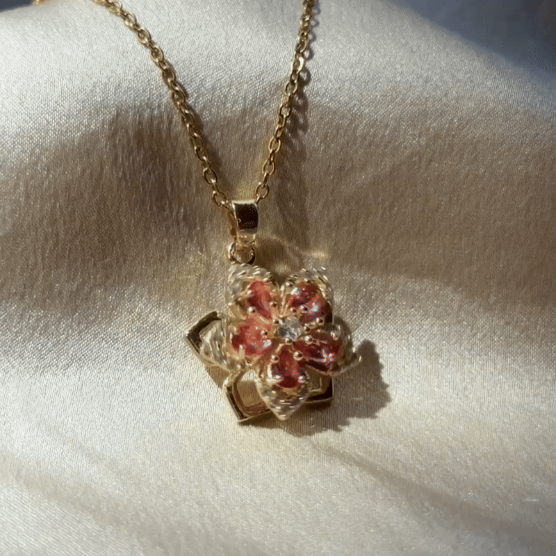 18K Gold Plated Pink Flower Necklace