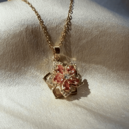 18K Gold Plated Pink Flower Necklace