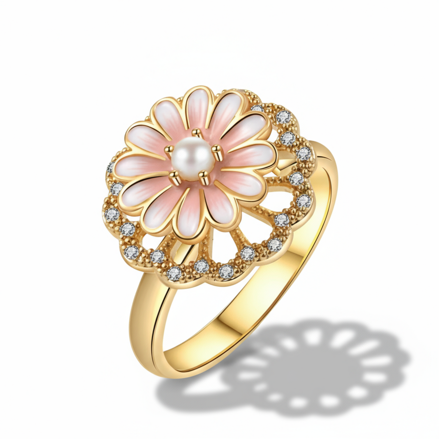 942 18K Gold Plated Pearl Daisy Ring