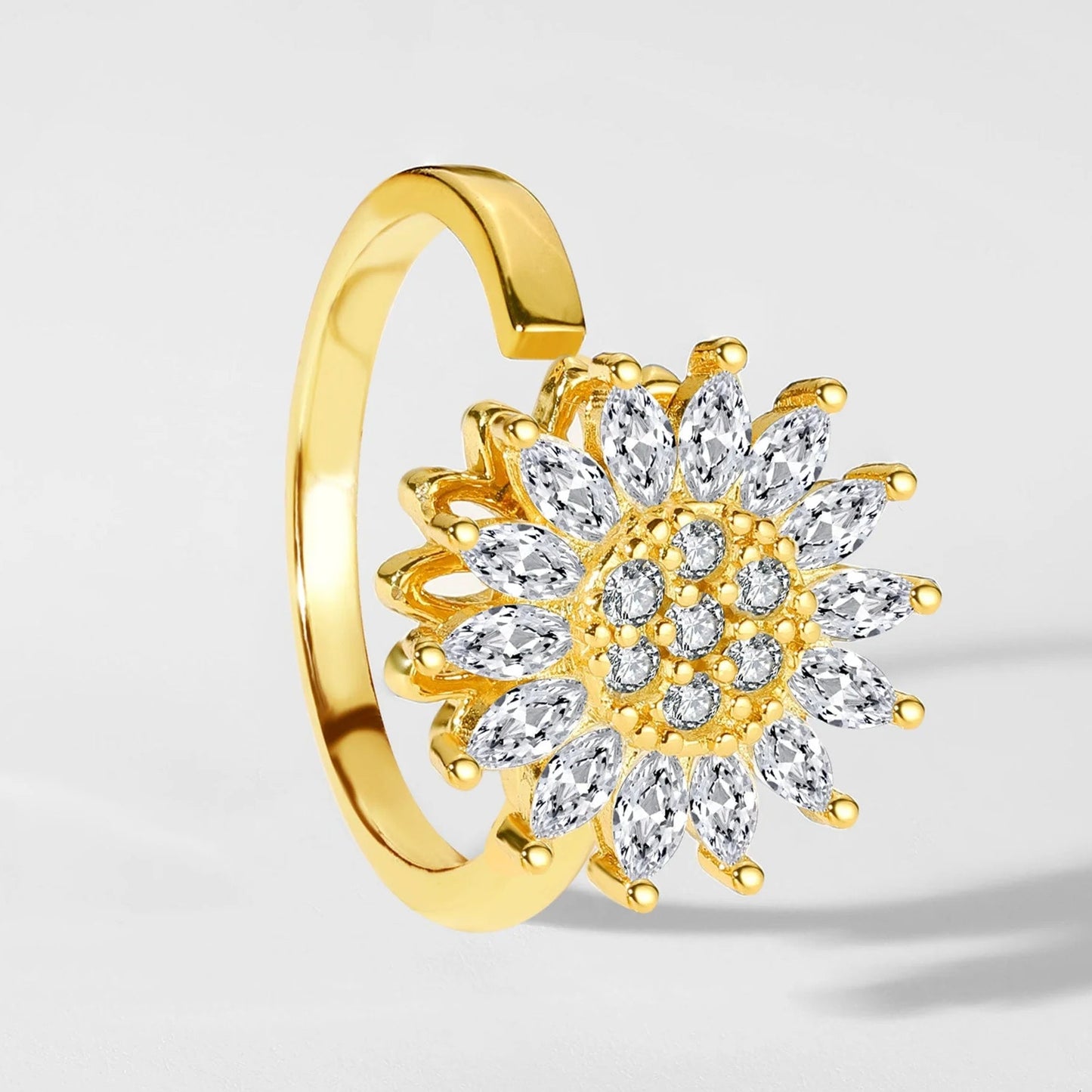 925 18K Gold Plated Sun Ring