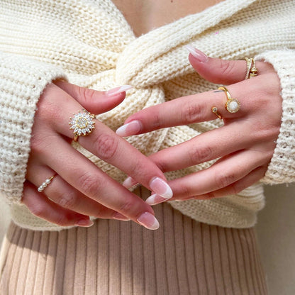 925 18K Gold Plated Sun Ring